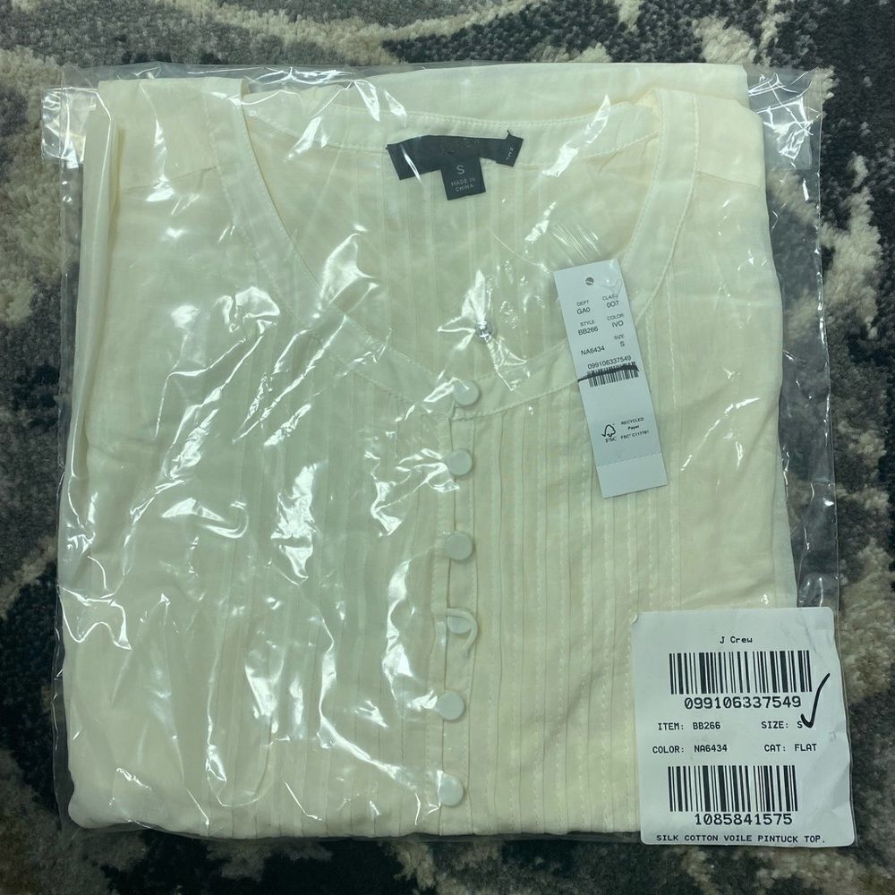 J. Crew Silk cotton voile pintuck top Item BB266* - Picture 2 of 6